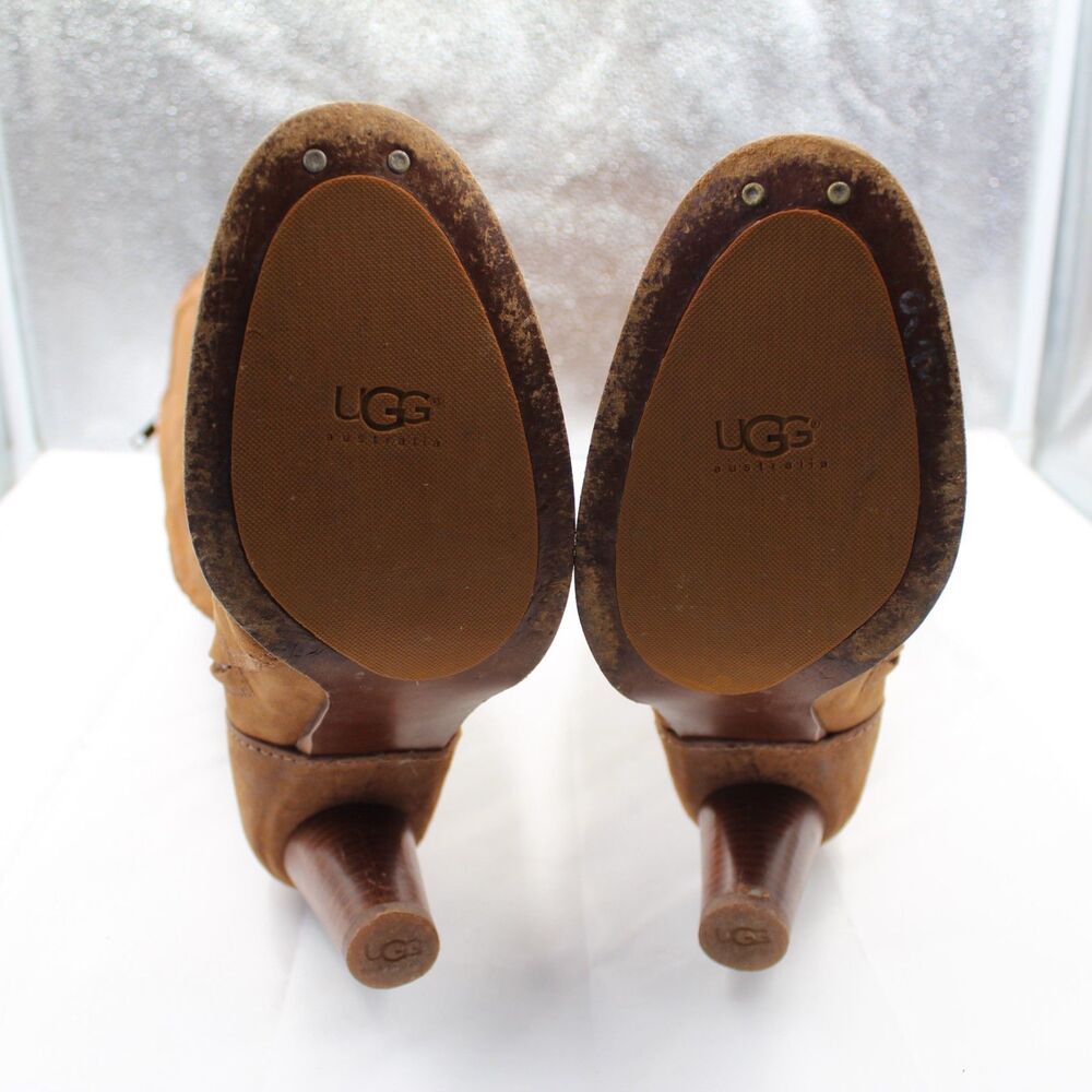 UGG Camille 5488 Women Size 8 Knee High Boots Leather Suede Lace Up Side Zip GUC - Picture 6 of 9